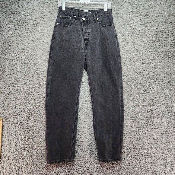 Princess Polly Jeans Womens 4 Black High-Waisted Button-Fly 100% Cotton - Picture 1 of 13